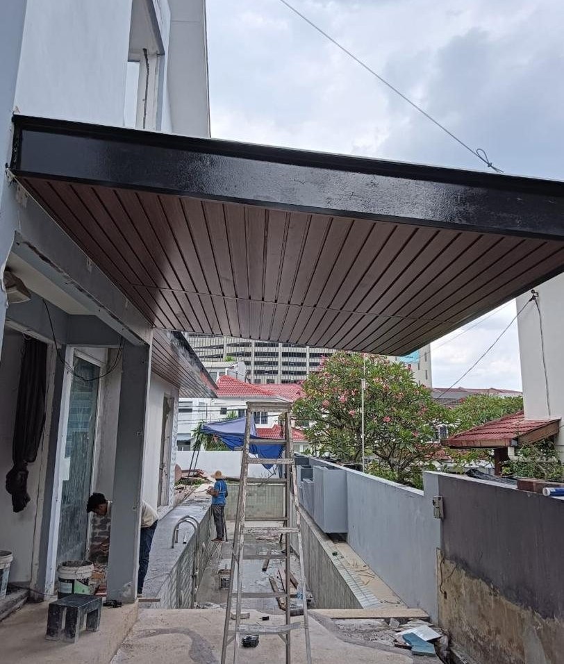 Awning under construction by Lax Group team